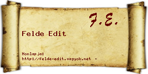 Felde Edit névjegykártya